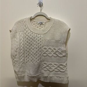 Madewell Cream Cable-Knit Sleeveless Sweater Vest